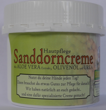 Sanddorn Feuchtigkeitspflege mit Olivenöl - Urea - Aloe-Vera - Sanddorn 250 ml
