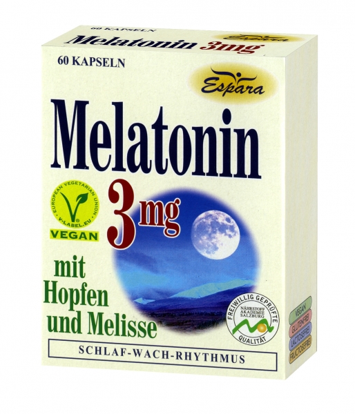 Melatonin 3 mg 60 Kapseln von Espara Österreich  VEGANE Qualität